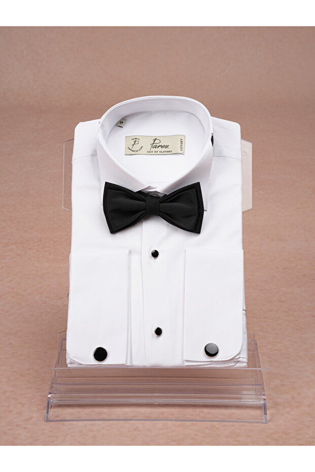 Slim Fit Groom's Suit Stone Collar Shirt