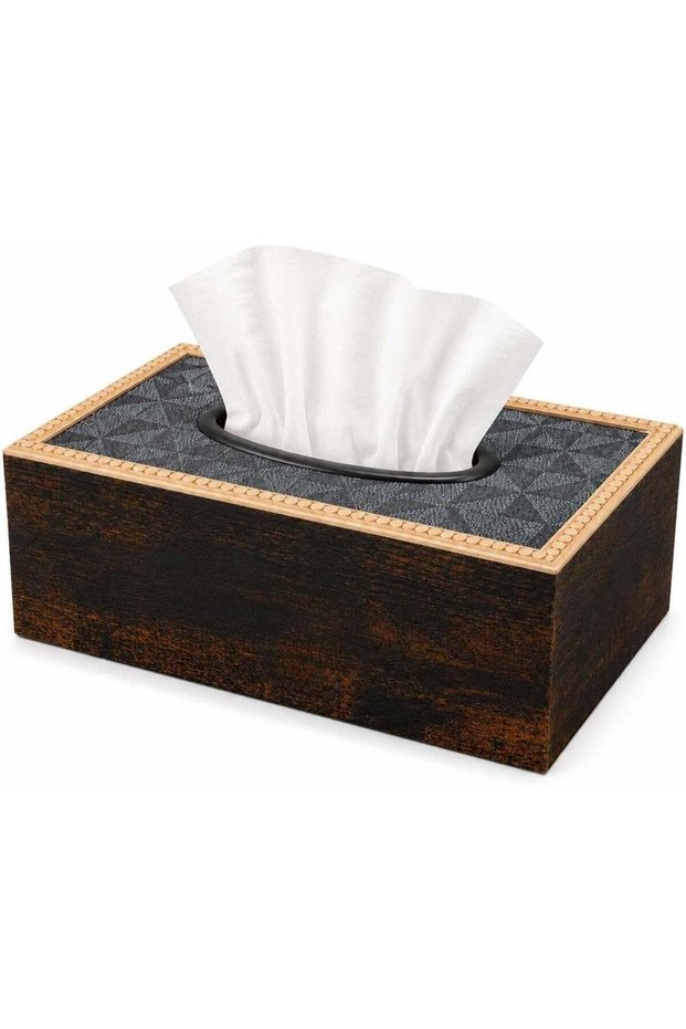 Luxury Wooden Tissue Box Holder Cover, Decorative Rectangular Napkin Dispenser Box for Home, Office