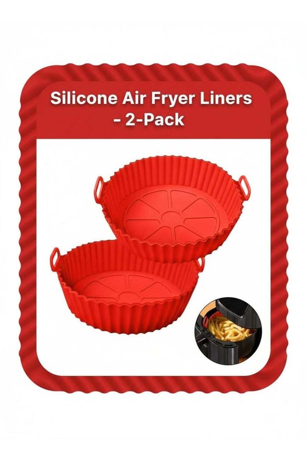 Silicone Air Fryer Liners – 2-Pack Non-Stick Reusable Baking Liners | Heat-Resistant Replacement fo