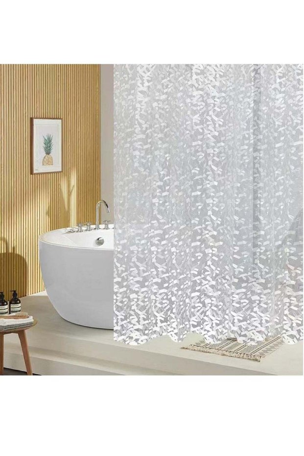 1-Piece Bathroom Translucent Shower Curtain Waterproof Shower Curtain PEVA 200x180 Centimeter