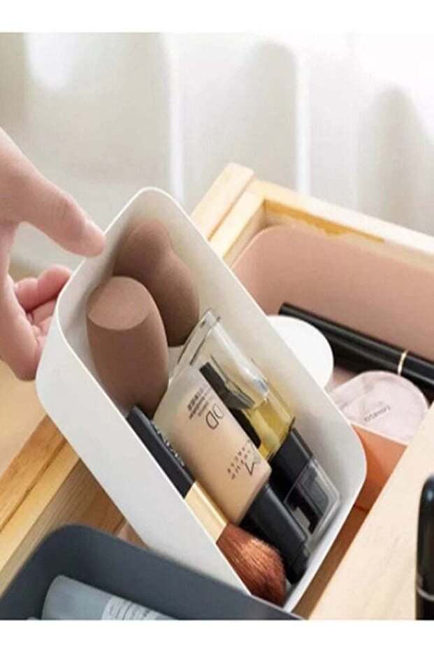 Multi Functional Plastic Organizer Storage Box Small White 18x12.8x4.5cm