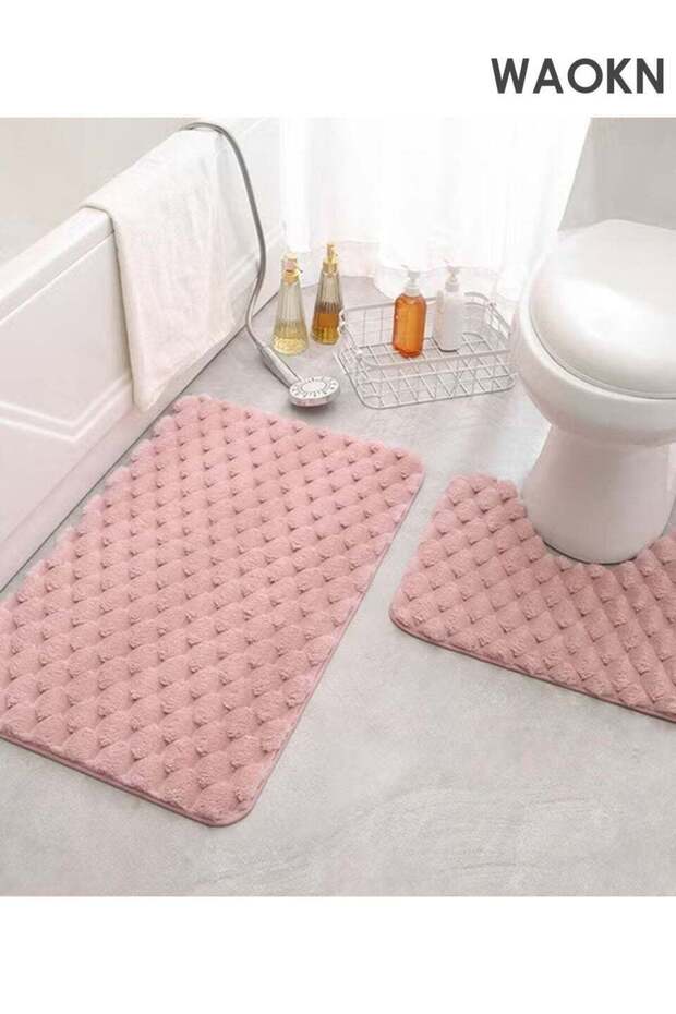 2 Pieces Bathroom Rugs Mat , Super Soft Water Absorbent Microfiber , Non-Slip Quick Drying Bath Tub