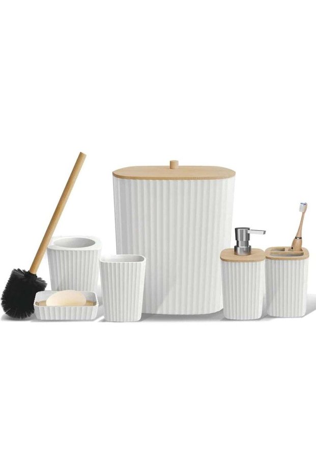 Bathroom Accessories Set, 6 Pieces, Toilet Brush, Soap Dispenser, Toothbrush Holder, Cup, Soap Dish