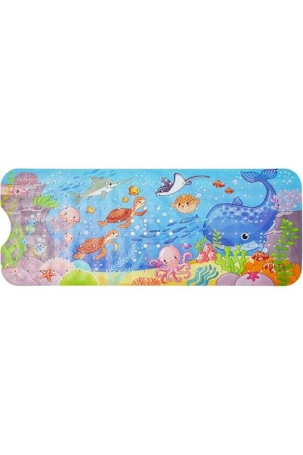 Bathtub Mat for Kids, Non Slip Cartoon Bath Mat with Suction Cup and Drain Hole, Extra-Long 40 X 16