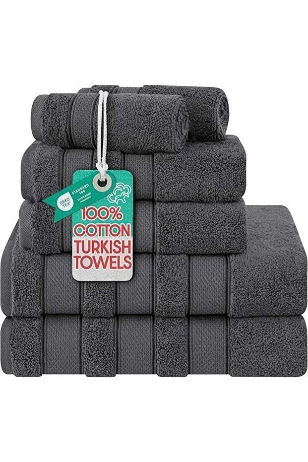 6-Piece Towel Set 100% Turkish Genuine Cotton Super Soft & Absorbent Luxury Hotel Quality 600 GSM C