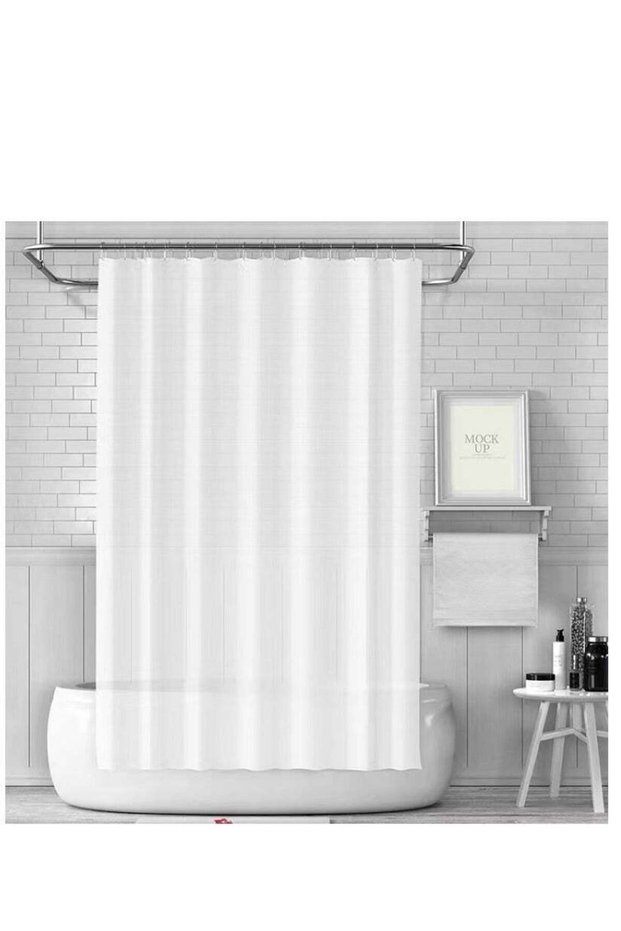 1-Piece Bathroom Shower Curtain Waterproof Shower Curtain PEVA White 180x180 Centimeter