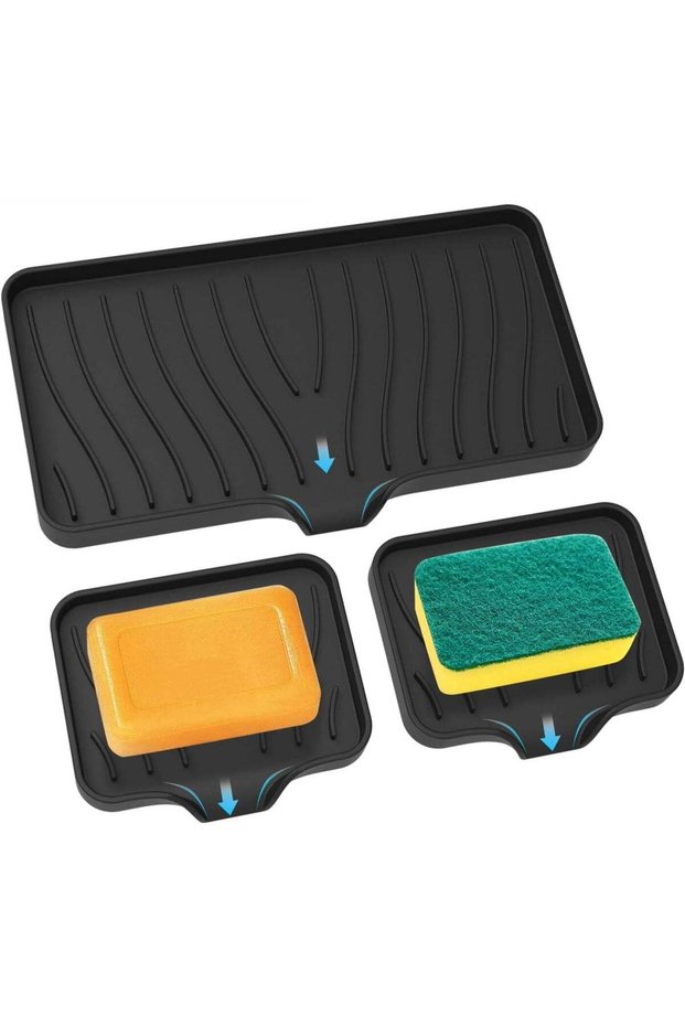 3 Pack Soap Dish Kitchen Soap Tray, Non-Slip Self Draining Soap Holder (Keep The Bar Soap Dry),Bar