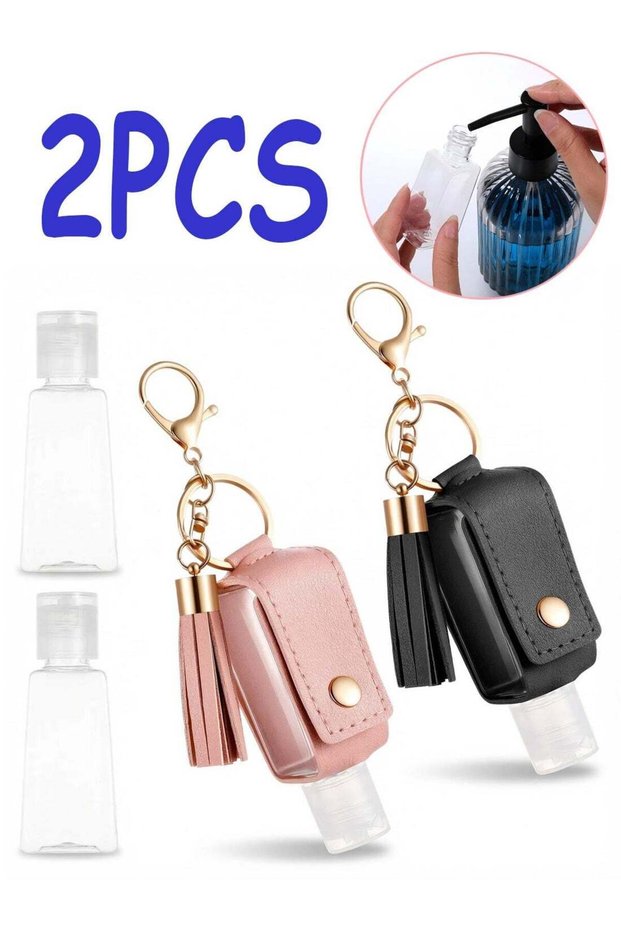 2PCS 30ml Refillable Empty Squeeze Bottles with Keychain Clip, Portable Travel Container for Hand S