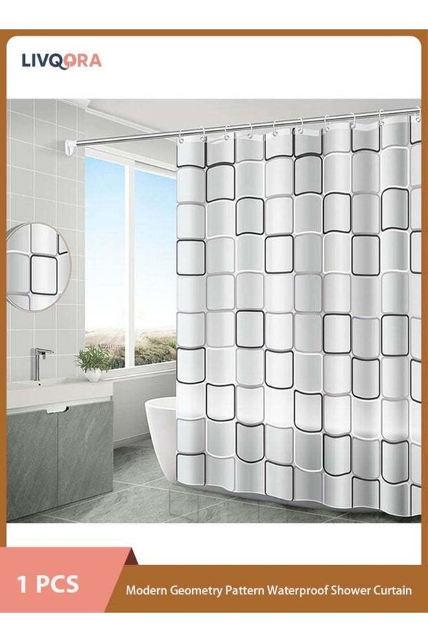 Water Proof Quick Drying Shower Curtain,Modern Geometry Pattern Waterproof Shower Curtain, Anti-Mil