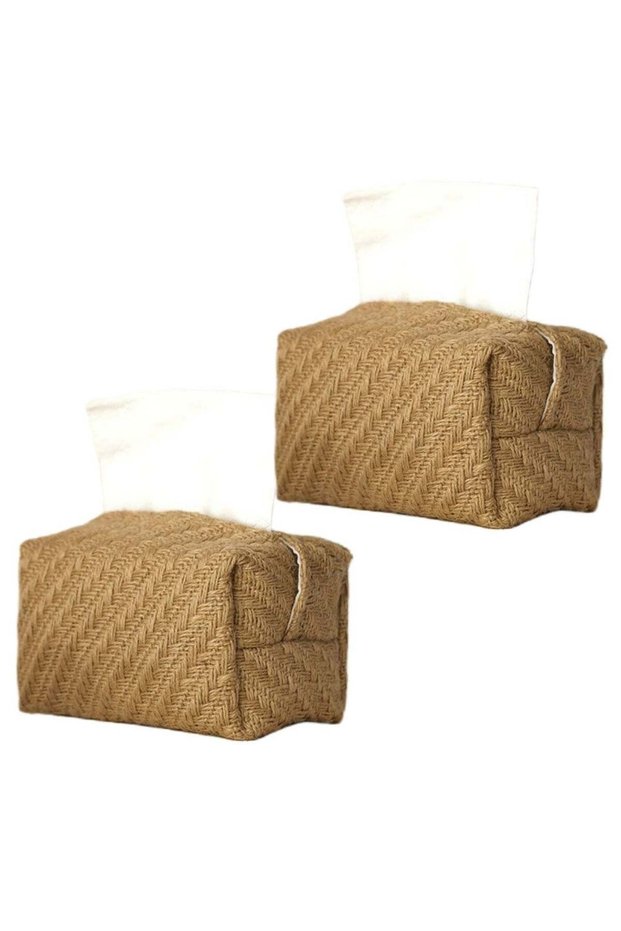 Tissue Box Holder 2 Pieces, Minimalist Paper Box for Modern Home Living Room, Homestay Cotton & Lin