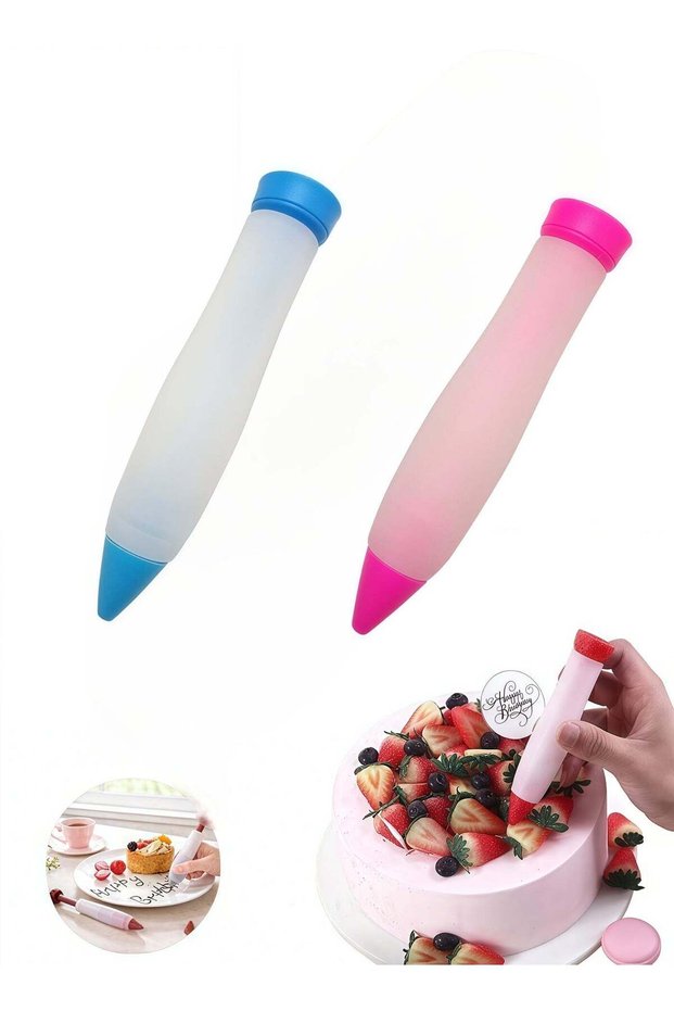 2PCS Cake Decorating Pens, Buttercream Frosting Gourmet Chocolate Silicone Decorating Pens Silicone