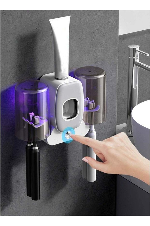 Toothbrush Holders With Disinfection Function, Wall Mounted Automatic Toothpaste Dispenser, Toothbr