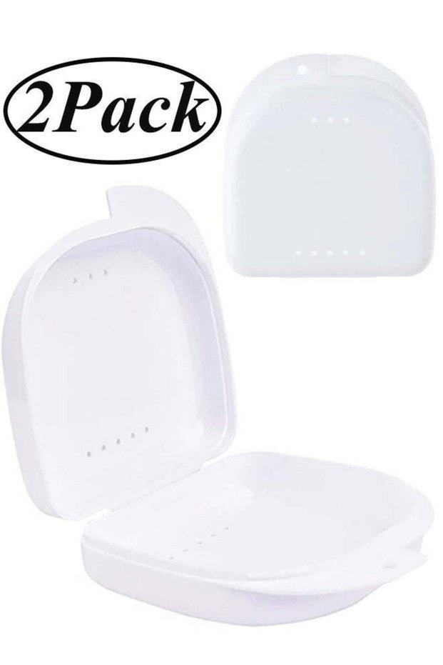 2 pcs Orthodontic Retainer Case Retainer Case Denture Case with Ventilation Holes for Mouth Guard a