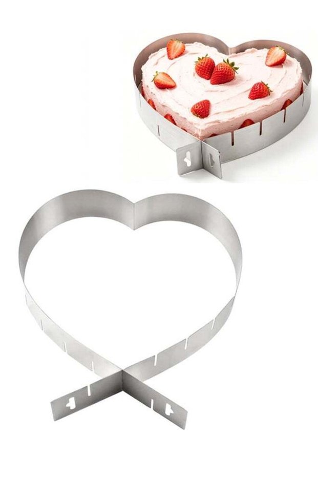 Stainless Steel Heart Cake Pan, Adjustable 6-12 Inch Mousse Ring Baking Mold
