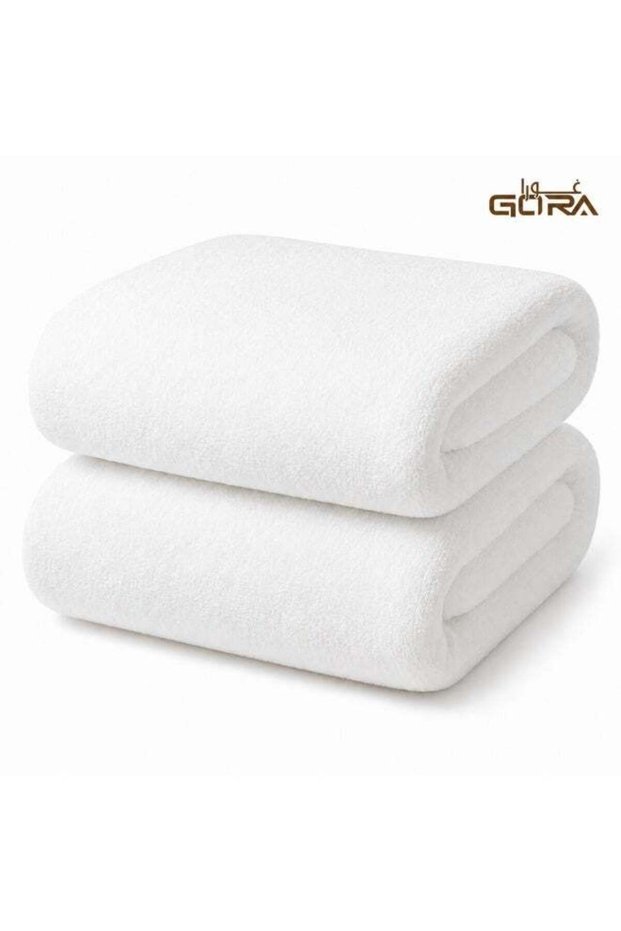 GORA Premium Cotton Bath Towels Pack of 2, 70 × 140 cm, 600 GSM, Soft and Highly Absorbent Large Wh