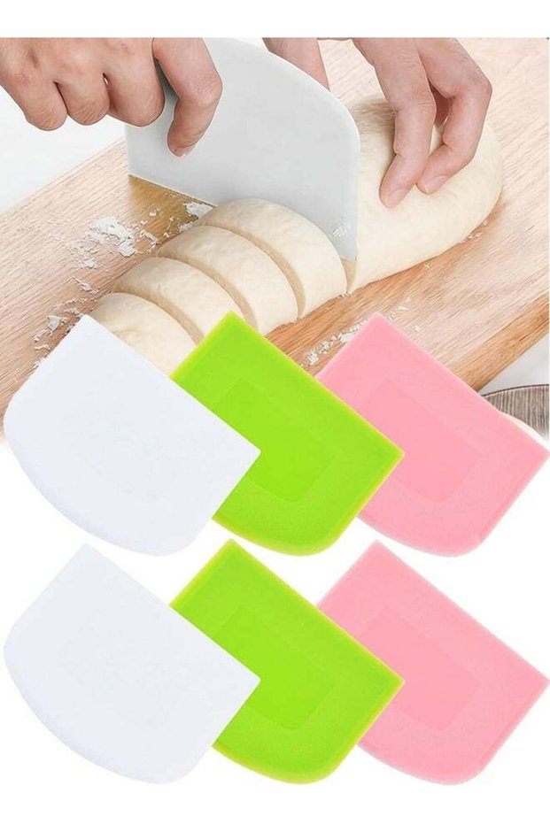 6 PCSDough Scraper Set, Flexible Plastic Bowl Scrapers,Sharp Edge Bench Scraper for Baking, Cake De