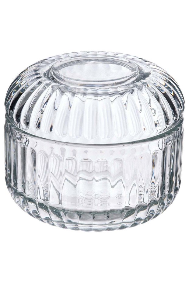 Glass Storage Container with Lid, Clear, 10x9 cm