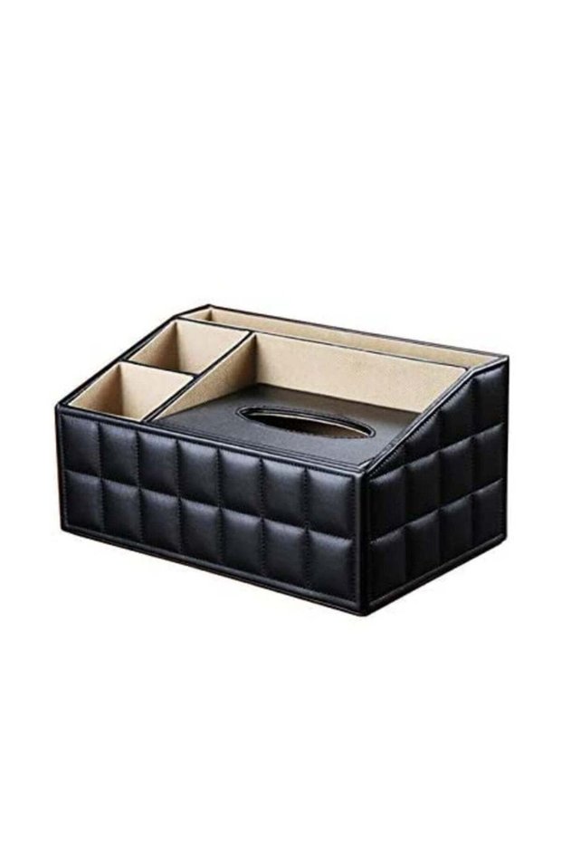 1pcs Multi Functional Tissue Box Napkin Case Holder Paper Rack Pu Leather Remote Control Phone Pad