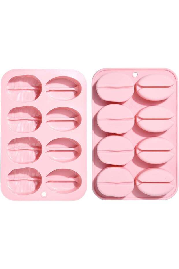 2 Pcs 8 Cavity Silicone Coffee Bean Molds for Cake Chocolate Soap Candy Ice DIY Handicrafts, Reusab
