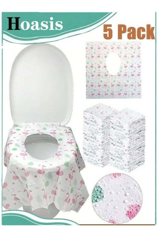 5 Pcs Disposable Toilet Seat Covers, Extra Large 62x65 cm Full Coverage Waterproof Toilet Seat Pads