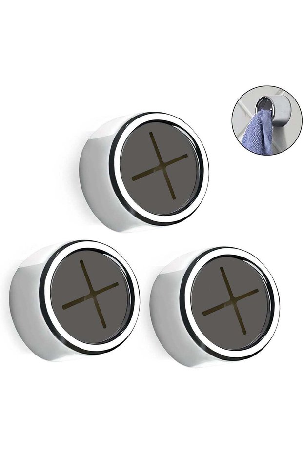 3 Pieces Kitchen Towel Hooks Round Adhesive Dish Towel Hook Premium Chrome Finish & Easy Installati
