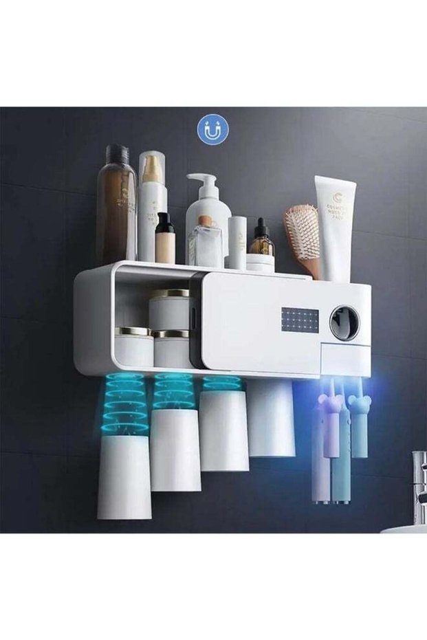 UV Toothbrush Holder Bathroom Wall Mounted Toothbrush Sterilizer Holder Multifunctional Toothbrush