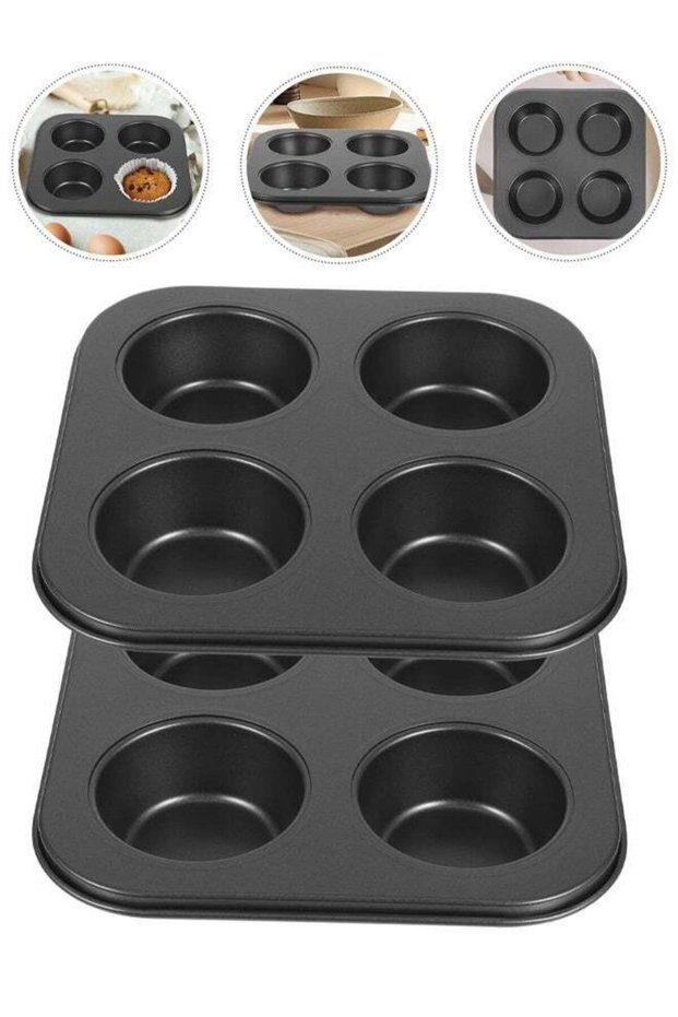 2 Pack Yorkshire Pudding Tray 4 Cup Muffins Bakeware Tins Trays Premium Nonstick Cupcake Tray for O