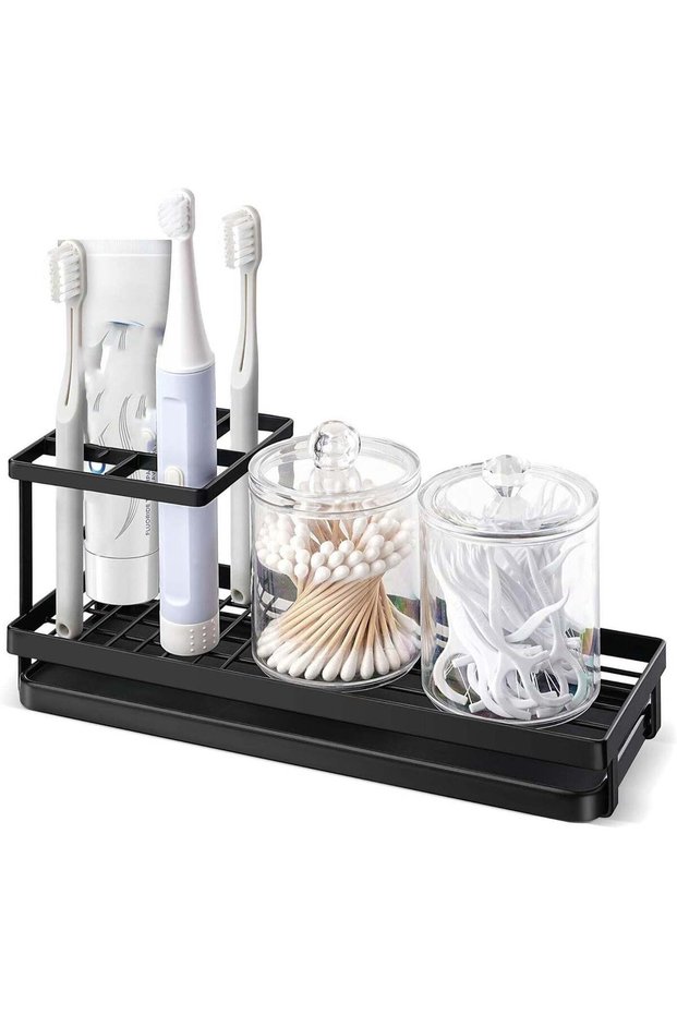 Toothbrush Holder for Bathroom, Metal Countertop Electric Toothbrush Holder with Toothpaste Holder