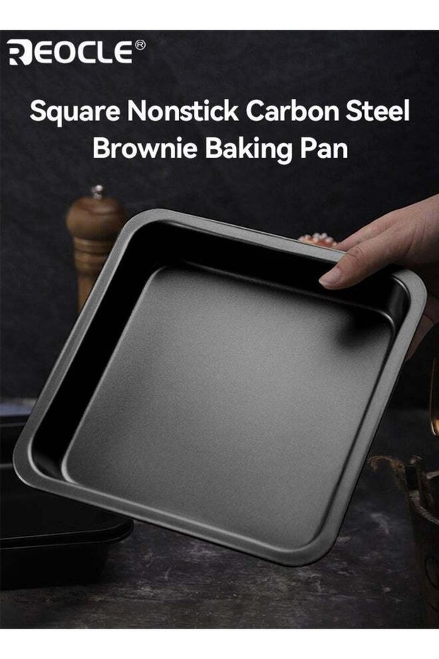 Square Nonstick Carbon Steel Brownie Baking Pan with Wide Non-Slip Handles Oven Safe Even Heat Dist