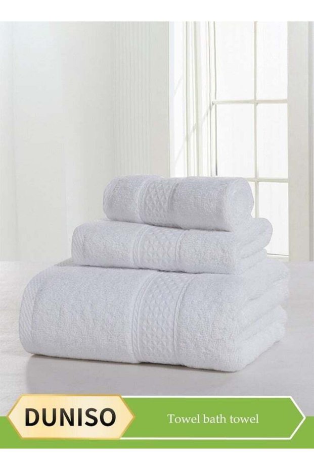 Bath Towels Set Pack of 3,Cotton Towels,White Bath Towels,Soft Feel, Quick Dry, Highly Absorbent Du