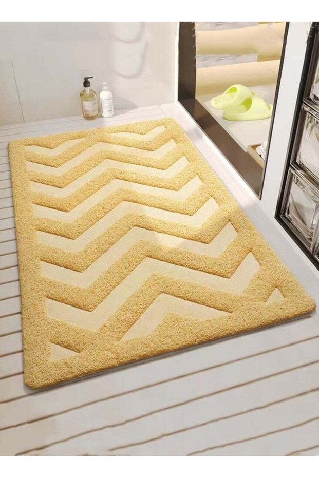 1-Piece Bathroom Non-Slip Mat Toilet Mat PVC Yellow 75x45 Centimeter
