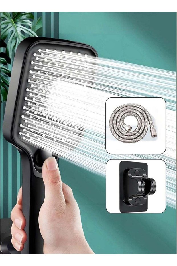 High-pressure Shower Head Set, Water-saving Hand Shower, 3Jet Types, Handheld, For Bath and Spa Con