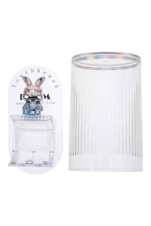 Wall Mounted Toothbrush Holder with Cup Creative Rabbit Toothbrush Storage Rack for Bathroom Organi