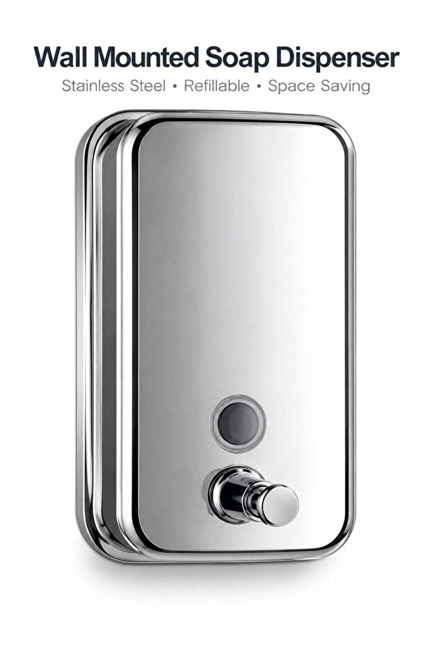 Stainless Steel Wall Mounted Soap Dispenser 1000ml | Refillable Manual Liquid Soap & Hand Wash Disp