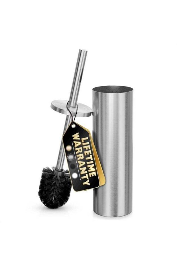 Stylish Stainless Steel Toilet Brush and Holder Set - Silver Toilet Bowl Brush and Holder with Spla
