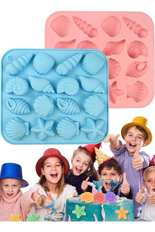 2pcs Seashell Silicone Molds, Ocean Themed Silicone Chocolate Molds, Non-Stick Shell, Starfish, Con