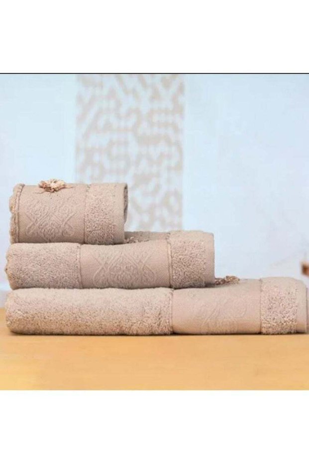 Beige Premium Embroidered Towel – Large (50 x 90 cm Face Towel)