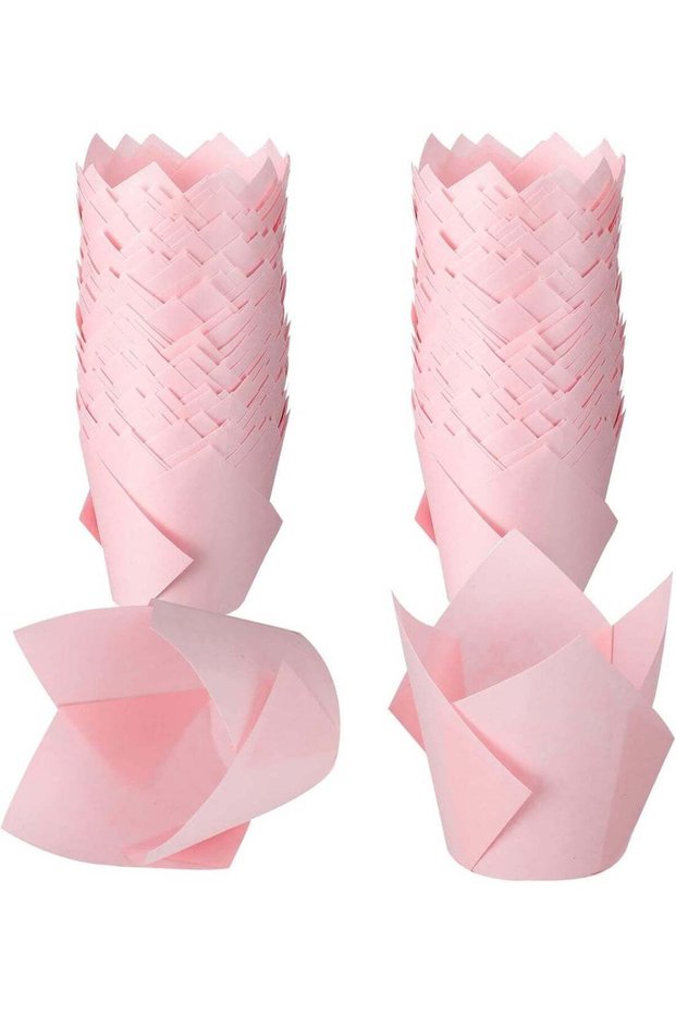 200 Pack Tulip Cupcake Liners Paper Baking Cups Greaseproof Muffin Liners Grease Resistant Cupcake