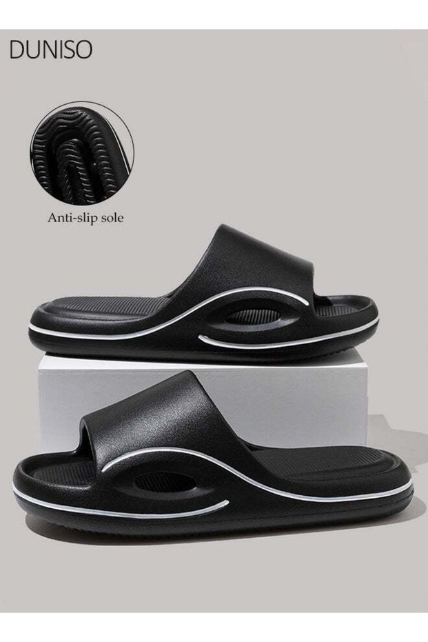 Men's Thick Platform Slide Sandals, Non-Slip EVA Slippers, Comfortable Cushioned Shower Shoes for I