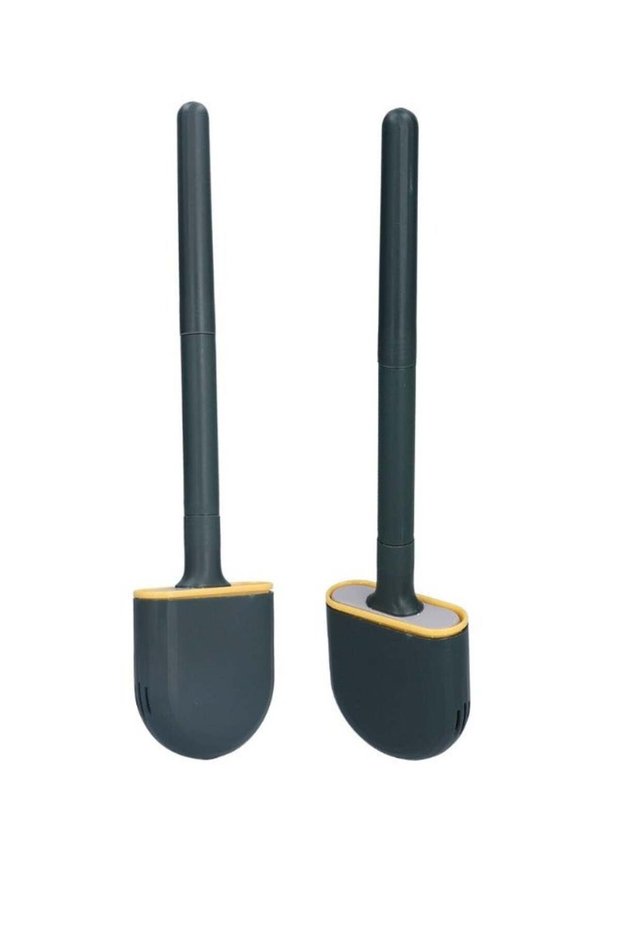 Silicone Toilet Brush with Holder – Hygienic, Flexible Bristles, Modern Bathroom Cleaning Set Green