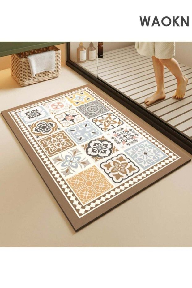90x60cm Diatom mud bath mat , Super soft absorbent bath mat , Entrance door carpet Non-slip quick-d