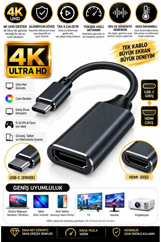 4K Ultra Hd Type-C to HDMI Converter Image Transfer Adapter
