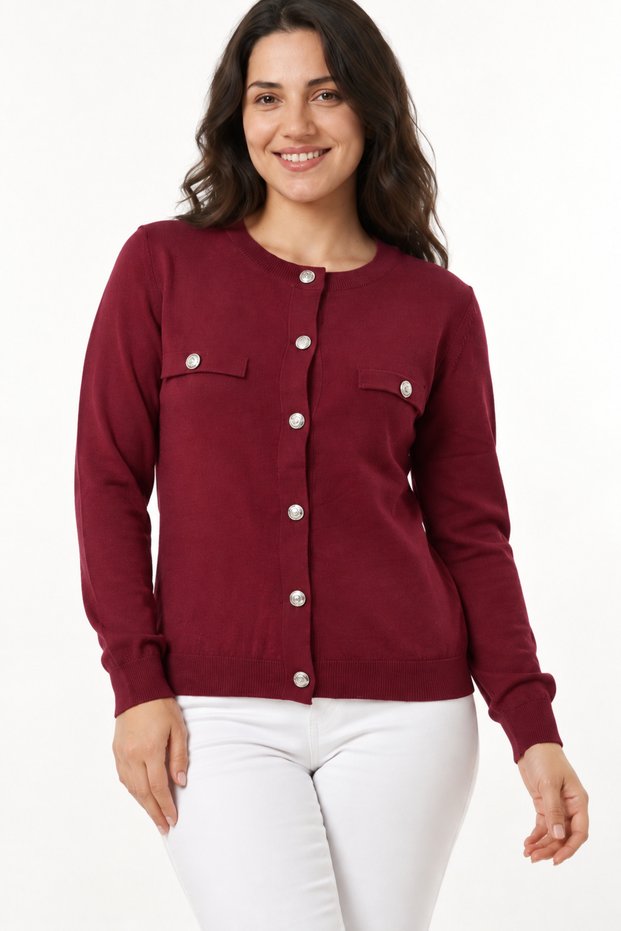 Women's Buttoned Mercerized Knitwear Cardigan