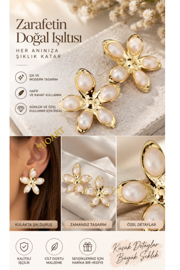Bloom Gold Çiçek Küpe