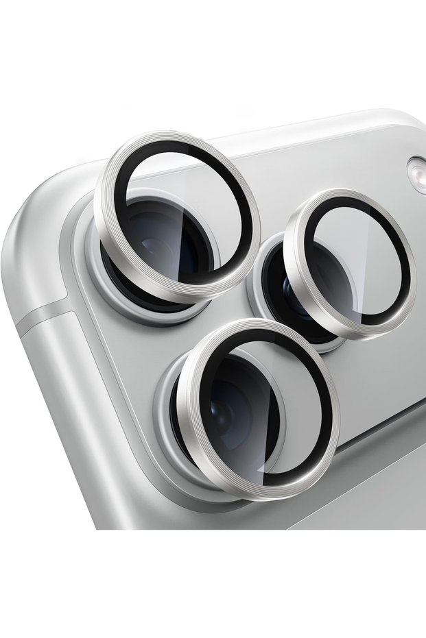 iPhone 18 Pro / 18 Pro Max - Simple Camera Lens Protector – Tempered Glass and Metal Ring (Silver)