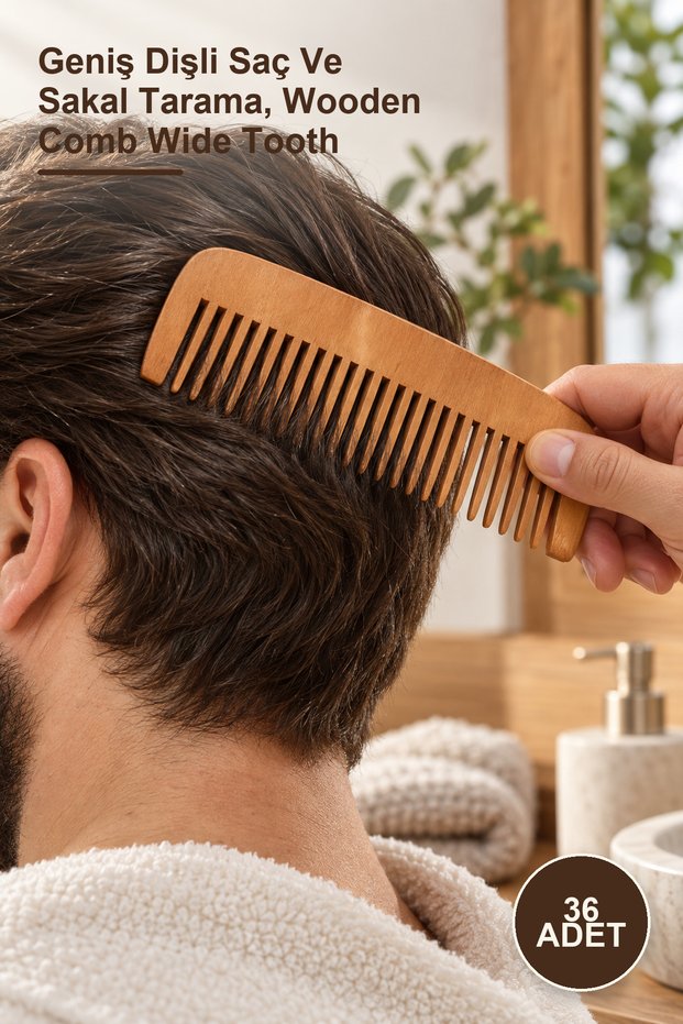 36 Pieces Wooden Comb – Wide Tooth Hair and Beard Comb, Wooden Comb Wide Tooth