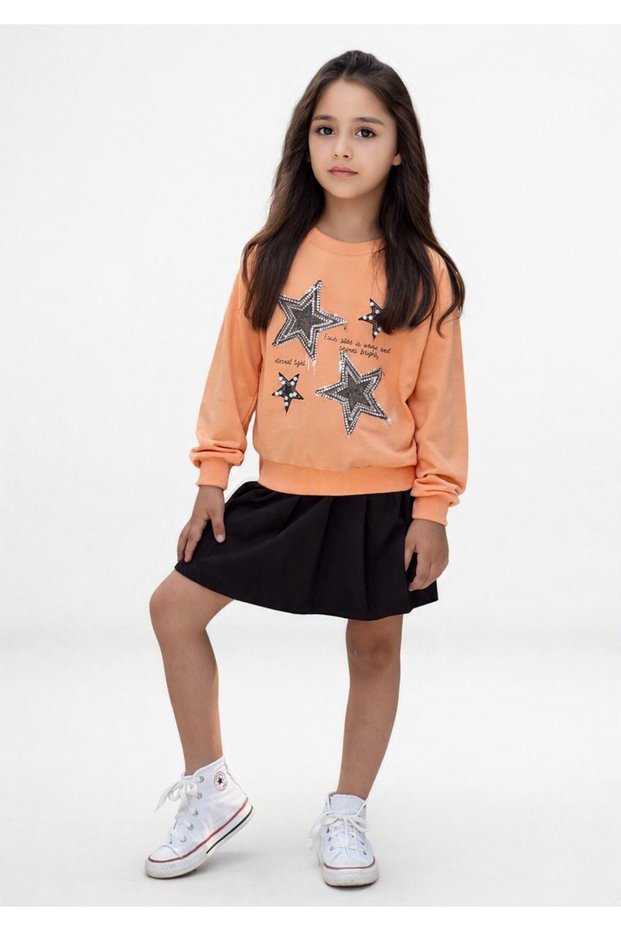 Girl's 2-Piece Set with Star Embroidered Skirt