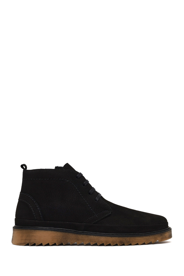 Men's Black Zippered Nubuck Leather Boots Wm822001Dn
