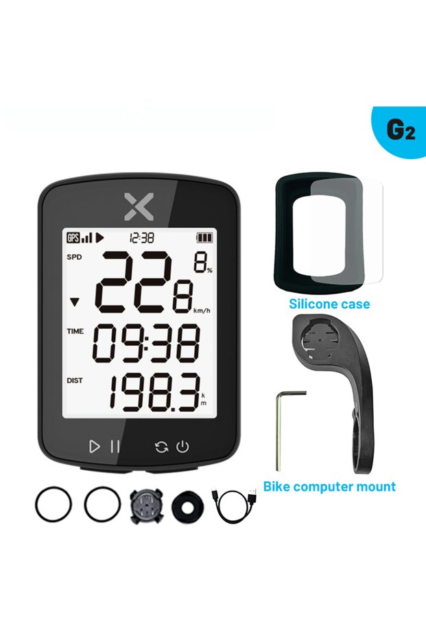 جهاز XOSS G2 الجديد مع حافظة، كمبيوتر دراجات G2 GPS G2+، عداد سرعة لاسلكي، جهاز تتبع بلوتوث مقاوم للماء