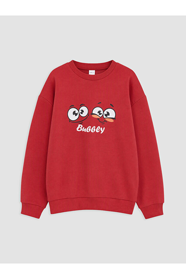 Two Mt Shop Quality Pink 2 Thread Printed Loose & Baggy Boys' Sweatshirt